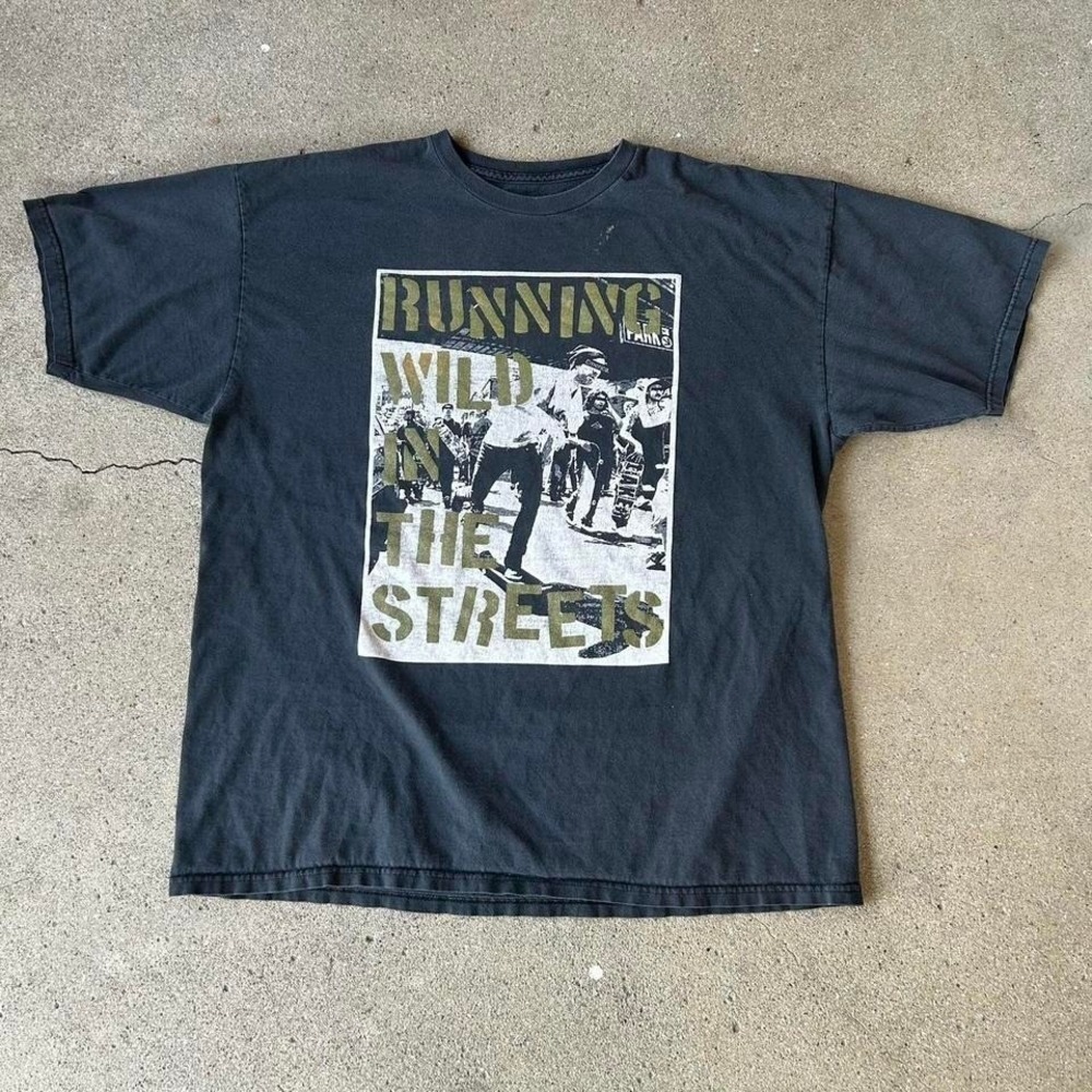 Y2K emerica skateboarding running wild in the streets graphic skater tshirt